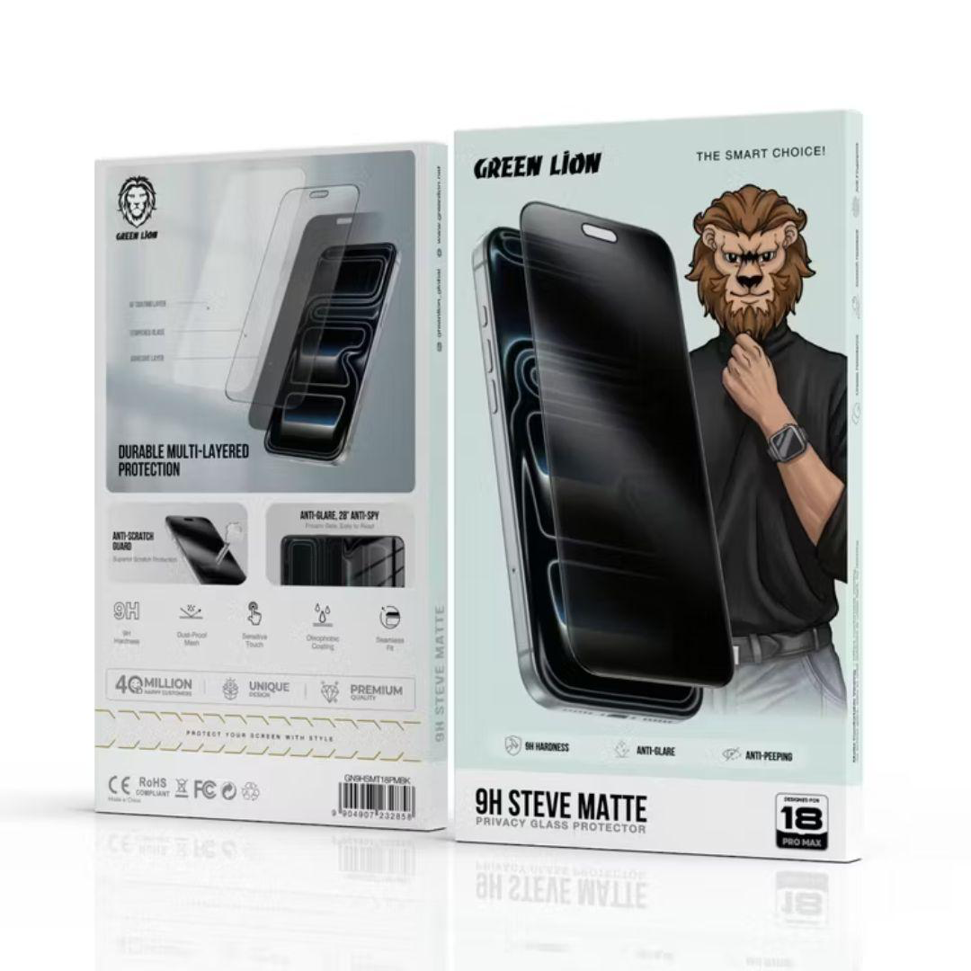 Green Lion 9H Steve Matte Privacy For iPhone 18 Pro Max - Black