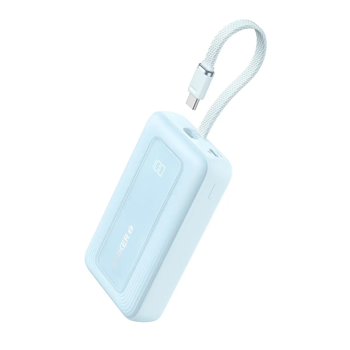 باور بانك Anker Zolo بسعة 10000 مللي أمبير وقوة 30 واط مع كابل USB-C مدمج - أزرق - A1688H31