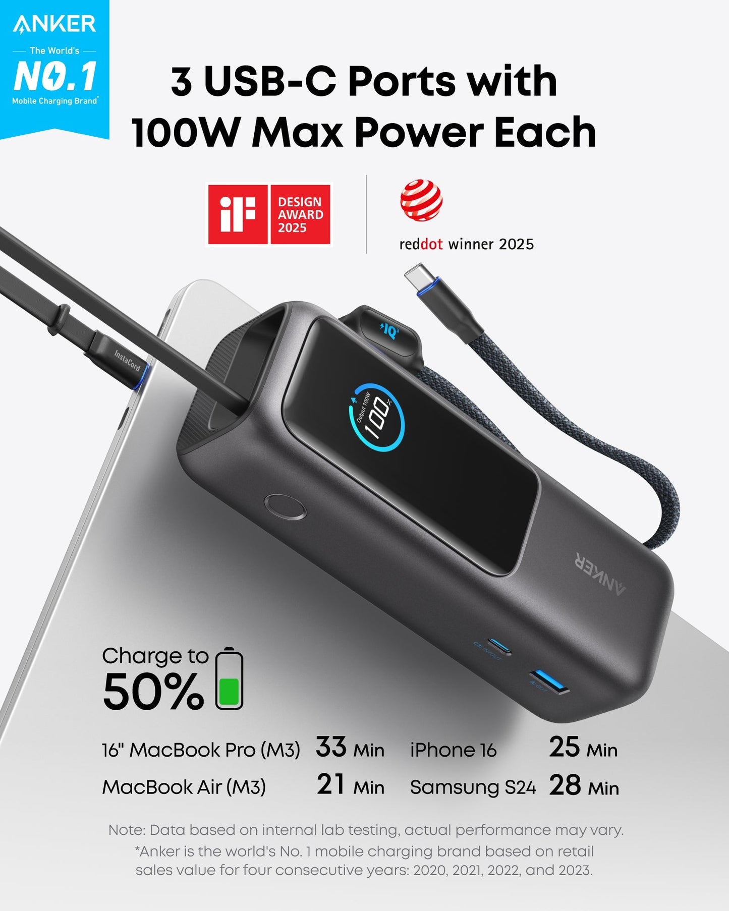 Anker Power Bank 25000mAh 165W Black - alternate view