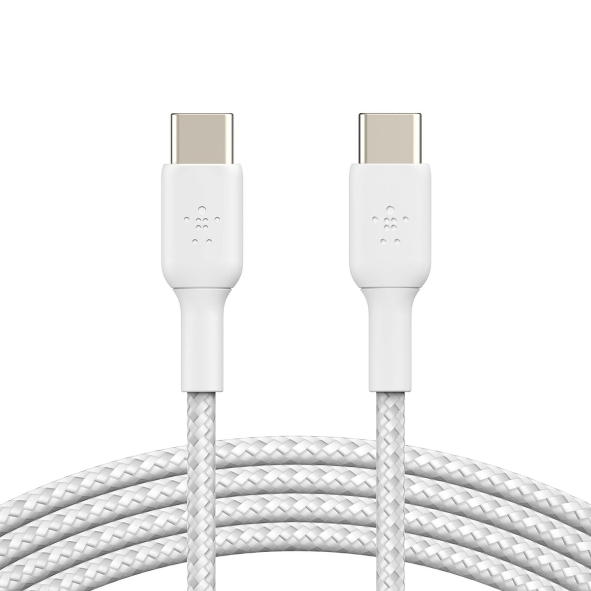 كابل Belkin BoostCharge مضفر USB-C إلى USB-C بقوة 60 واط - 1 متر - أبيض - CAB004bt1MWH