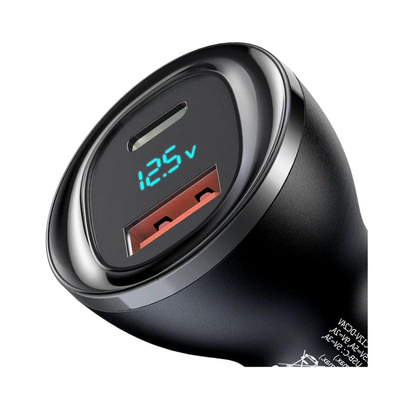 Mcdodo CC-5670 Digital Voltage Display Car Charger, USB-C & USB-A, Up to 95 W, Black, original view 2