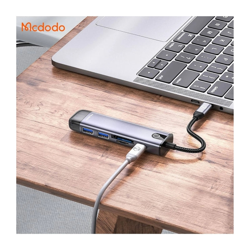 Mcdodo HU-7740 6-in-1 USB-C Hub with HDMI and Up to 100 W PD, Gray, original view 4