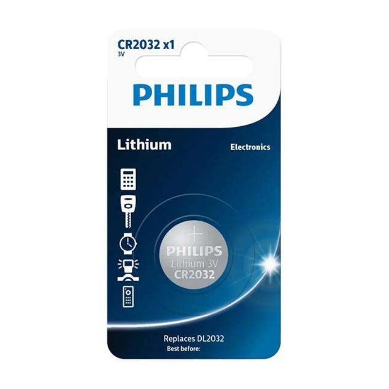 Philips 3V Lithium Coin Battery, Single Cell, CR2450 or CR2032