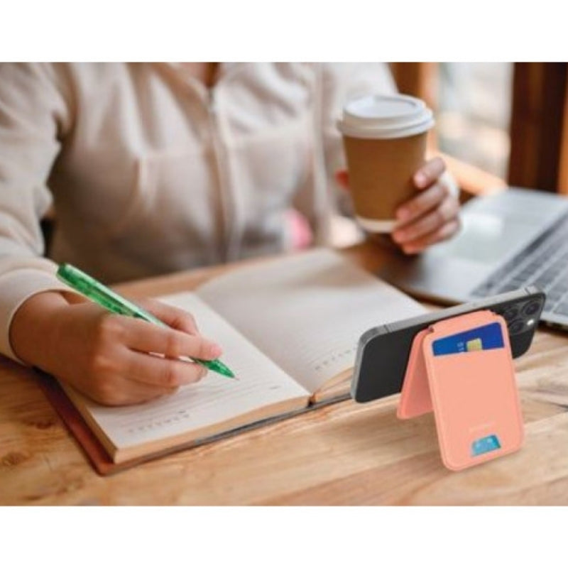 Momax 1-Wallet SR29P Magnetic Card Holder with Stand, Pink