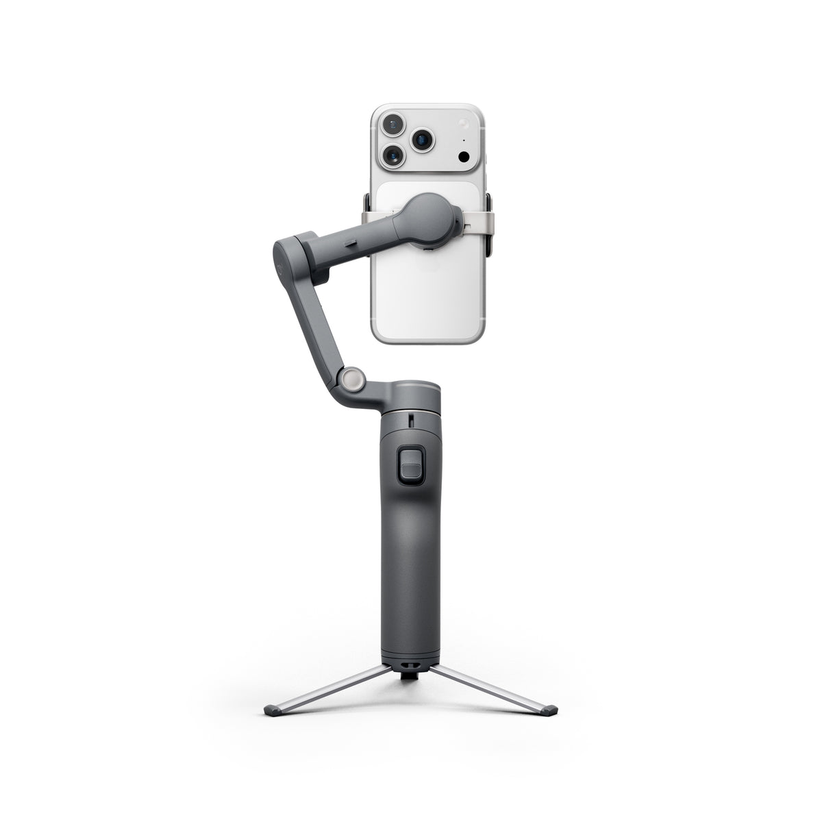 DJI Osmo Mobile 8P منظر خلفي مع الهاتف والحامل المدمج