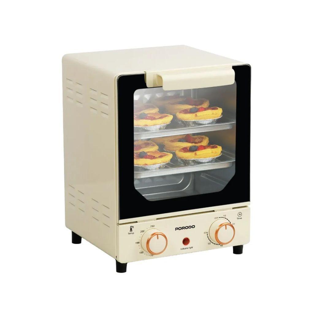 Porodo Mini Glass Electric Oven with Adjustable Temperature and 60-Minute Timer