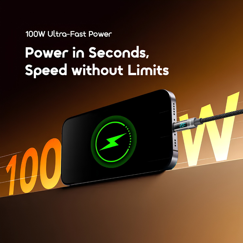 كابل بيانات Oraimo DigiLine USB-C إلى USB-C بقدرة 100 واط وطول 1.2 متر – أسود