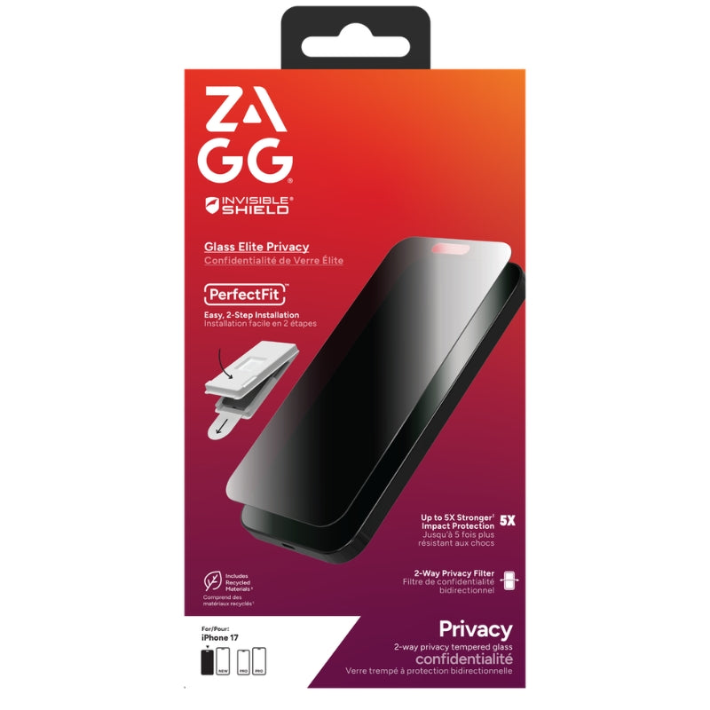 ZAGG InvisibleShield Glass Elite Privacy Screen Protector for iPhone 17 with PerfectFit - view 2