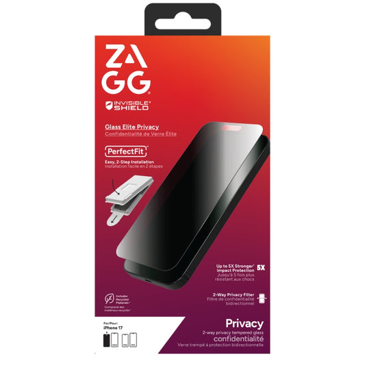 ZAGG InvisibleShield Glass Elite Privacy Screen Protector for iPhone 17 with PerfectFit - view 2