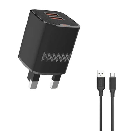 Green Lion SUPRA 45W GaN UK Wall Charger - Black Grey