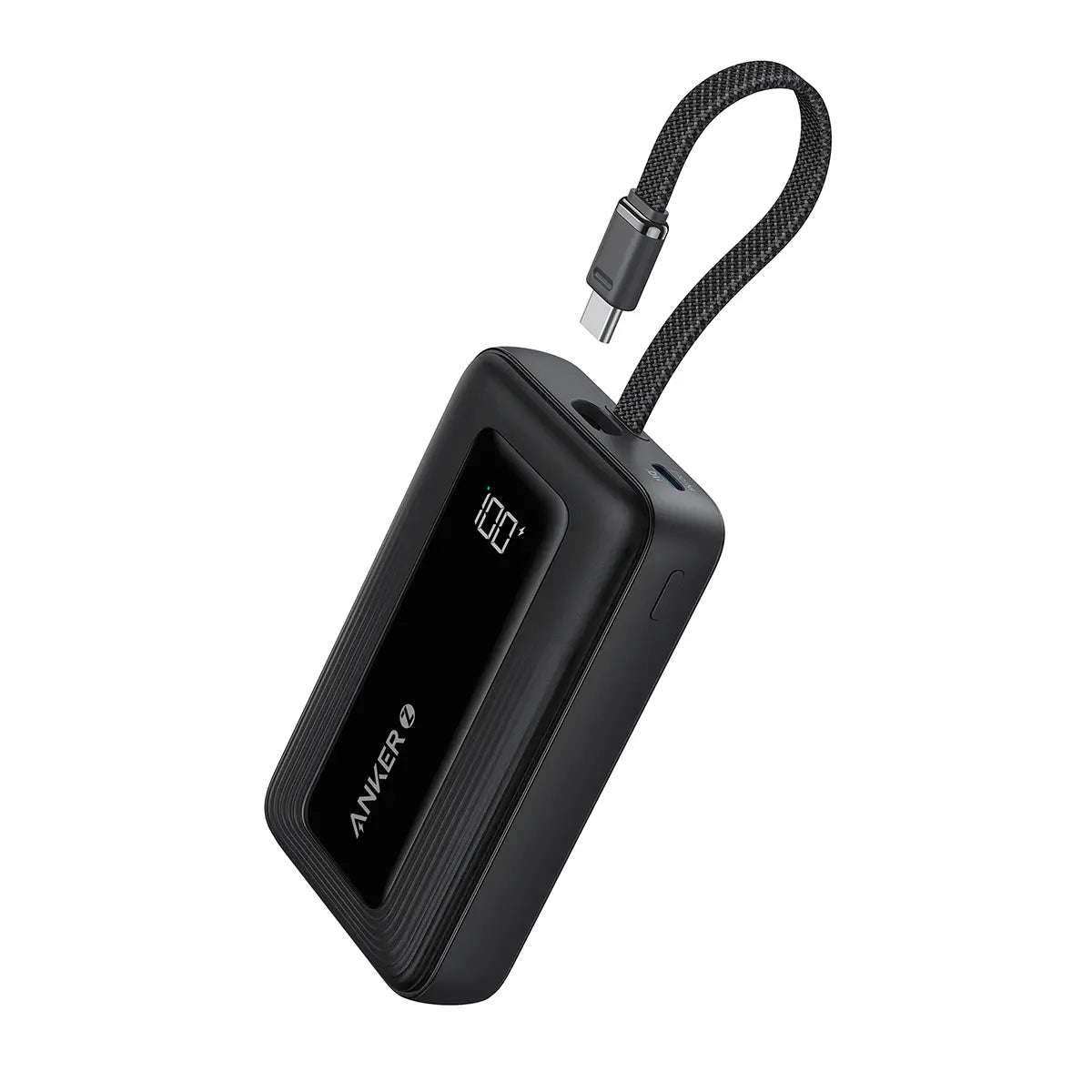 باور بانك Anker Zolo بسعة 10000 مللي أمبير وقوة 30 واط مع كابل USB-C مدمج - أسود - A1688H11