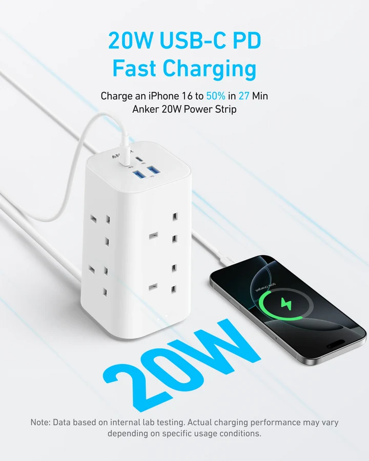 موزع كهرباء Anker 12-in-1 Power Strip مع شحن سريع 20 واط