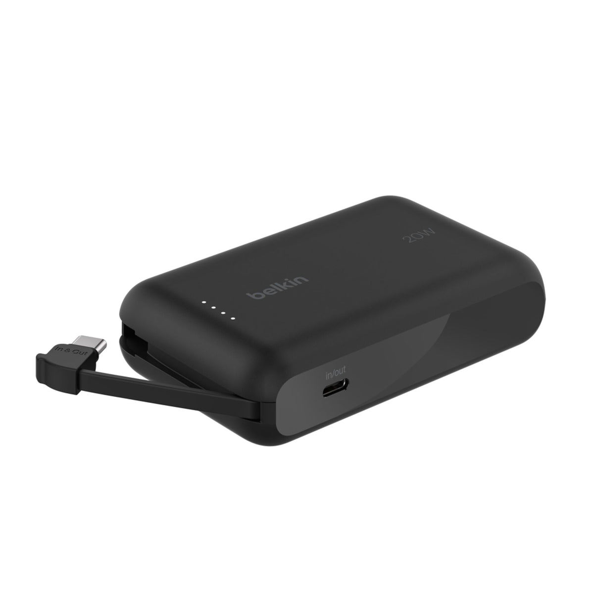 باور بانك Belkin BoostCharge بسعة 10000 مللي أمبير وقوة 20 واط مع كابل مدمج - أسود - BPB021hqBK