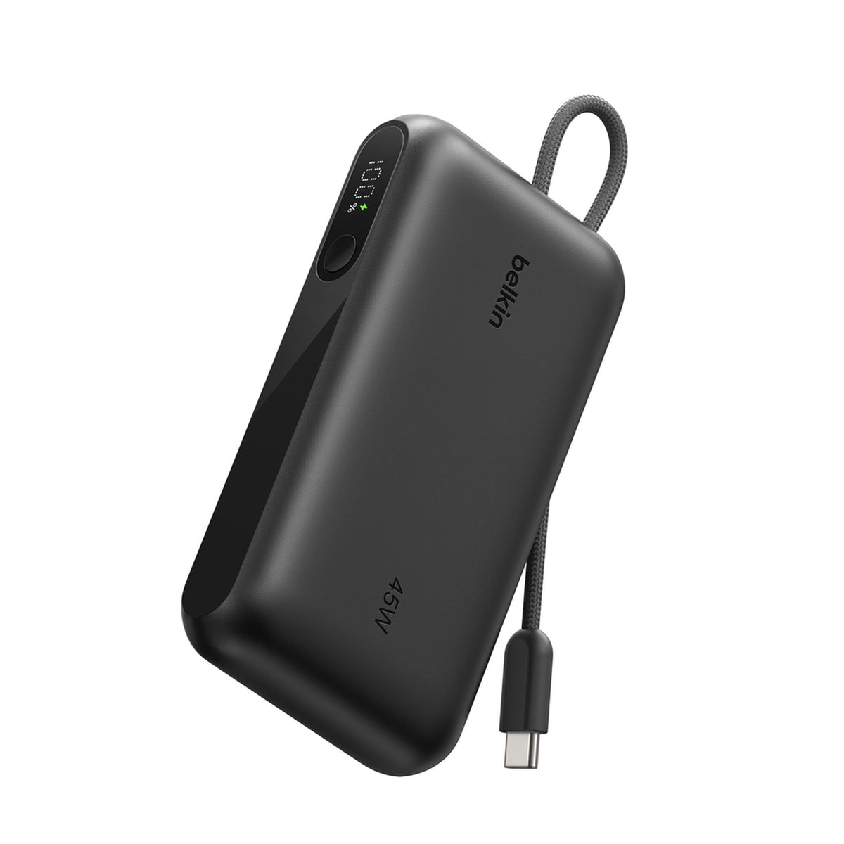 باور بانك Belkin بسعة 10000 مللي أمبير وقوة 45 واط مع كابل وشاشة - أسود - BPB029hqBK