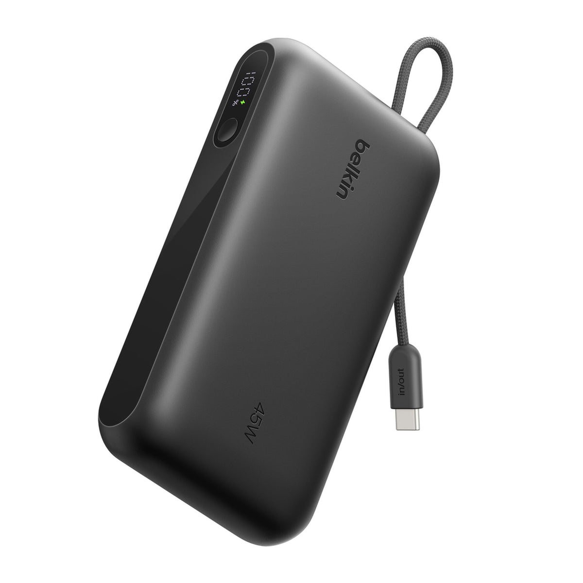 باور بانك Belkin بسعة 20000 مللي أمبير وقوة 45 واط مع كابل وشاشة - أسود - BPB030hqBK