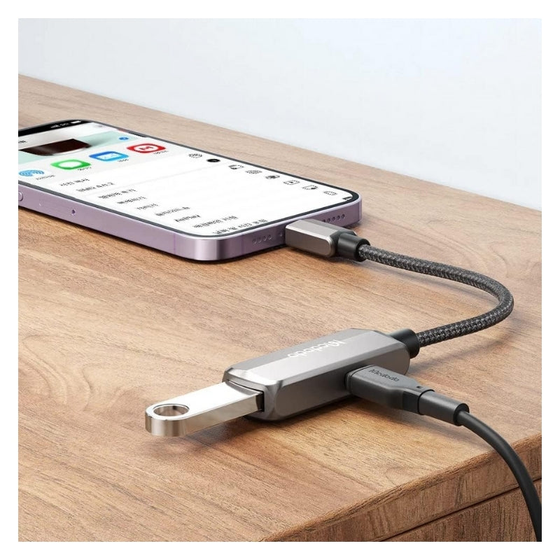 Mcdodo CA-2690 Lightning to USB-A OTG Adapter with Lightning Charging, Dark Gray, original view 4