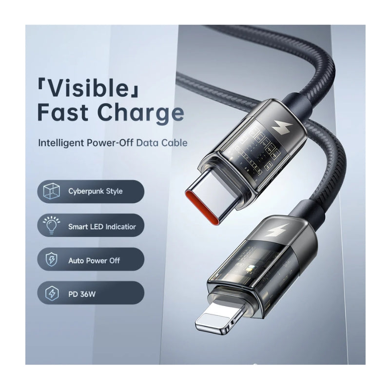 Mcdodo CA-316 USB-C to Lightning 36W Transparent Auto Power-Off Cable