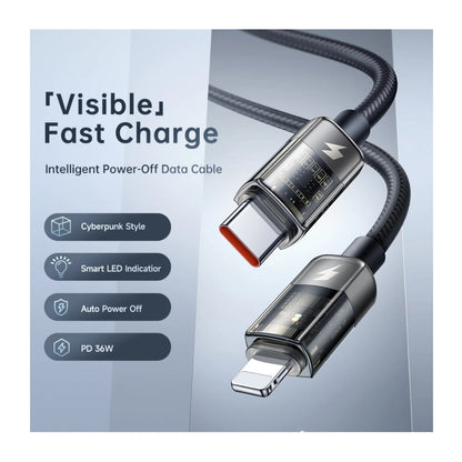 Mcdodo CA-316 USB-C to Lightning 36W Transparent Auto Power-Off Cable