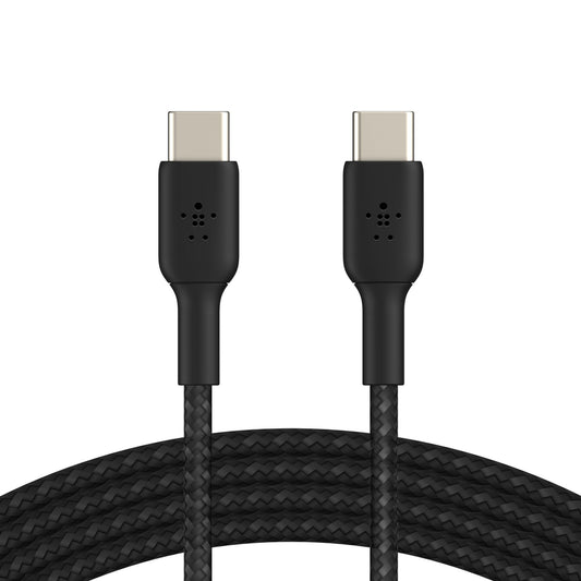 كابل Belkin BoostCharge مضفر USB-C إلى USB-C بقوة 60 واط - 1 متر - أسود - CAB004bt1MBK