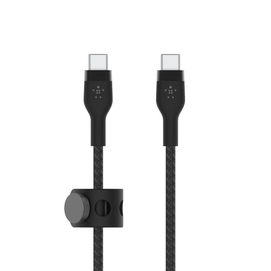 كابل Belkin BoostCharge Pro Flex مضفر USB-C إلى USB-C بقوة 60 واط - 1 متر - أسود - CAB011bt1MBK