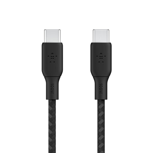 كابل Belkin BoostCharge مضفر USB-C إلى USB-C بقوة 100 واط - 2 متر - أسود - CAB014bt2MBK