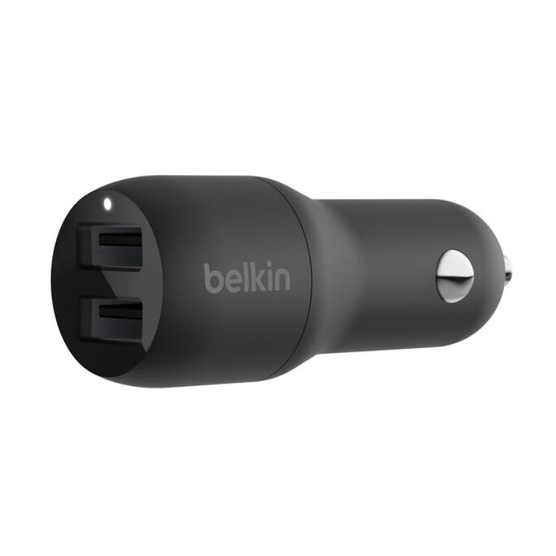 Belkin BoostCharge CCB001btBK Dual USB-A Car Charger, 24 W, Black, original view 1