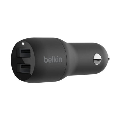 Belkin BoostCharge CCB001btBK Dual USB-A Car Charger, 24 W, Black, original view 1