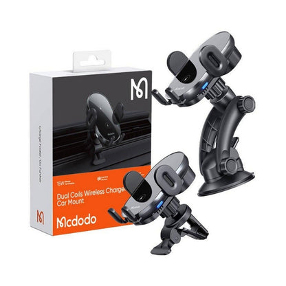 Mcdodo CH-1600 Dual-Coil 15W Wireless Car Charging Holder – Black - view 5