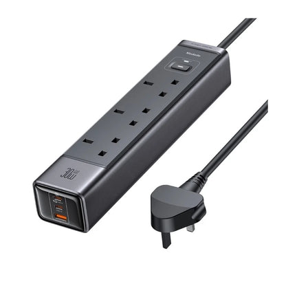 Mcdodo CH-0600 3-Outlet UK Power Strip with 30 W GaN USB Charging, Black, original view 1