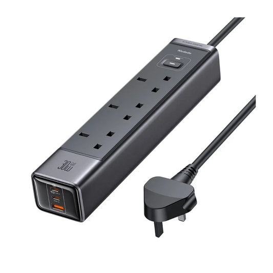 Mcdodo CH-0600 3-Outlet UK Power Strip with 30 W GaN USB Charging, Black, original view 1