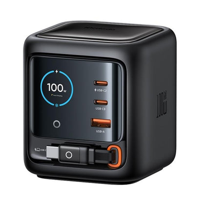 Mcdodo CH-1390 100 W Desktop Charger with Display and Retractable USB-C Cable, UK Black, original view 2
