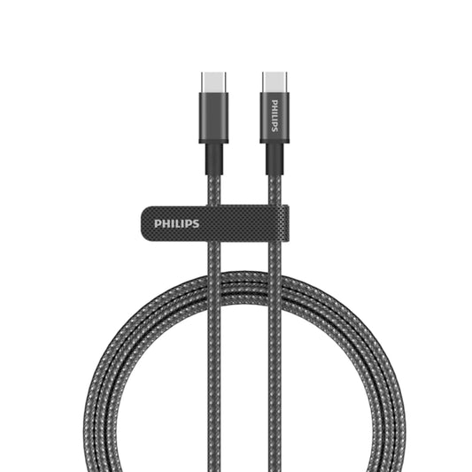 Philips USB-C to USB-C 60W Braided Cable, Black, 1 m or 2 m