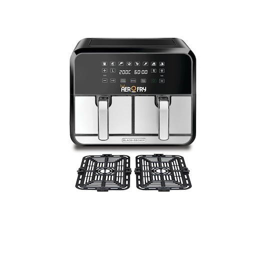 BLACK+DECKER DZAF1700-B5 official view with baskets and crisper plates