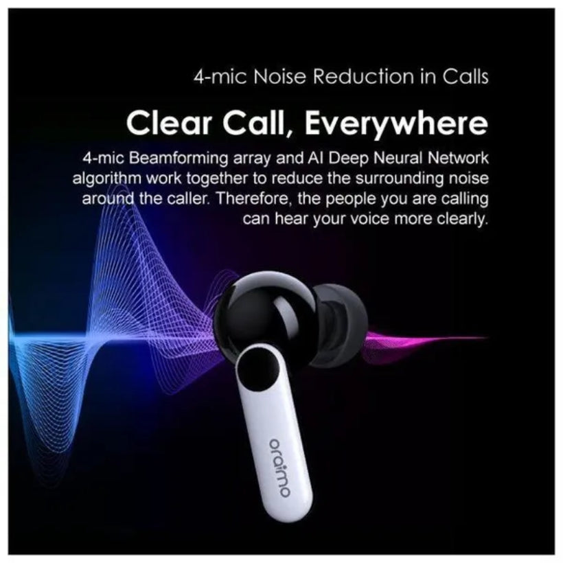 Oraimo FreePods 4 OEB-E105D ANC True Wireless Earbuds, Black, original view 2