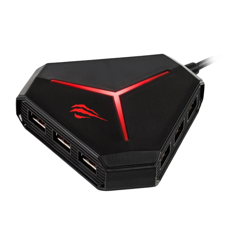 Havit H95 Six-Port USB Hub with Card Reader and Audio, Black, original view 1