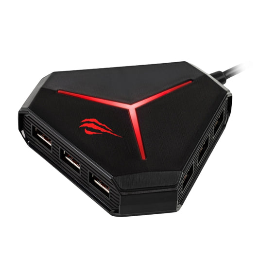 Havit H95 Six-Port USB Hub with Card Reader and Audio, Black, original view 1