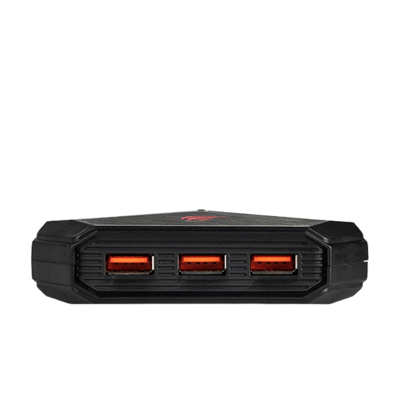 Havit H95 Six-Port USB Hub with Card Reader and Audio, Black, original view 2