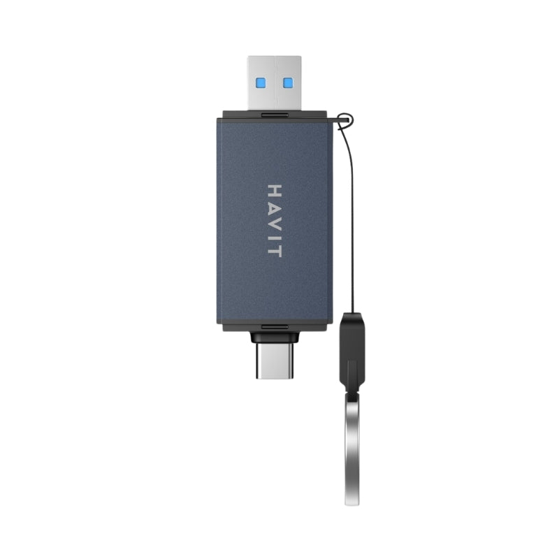 Havit HB4040 6-in-1 Card Reader and USB Hub, Black and Gray, original view 3