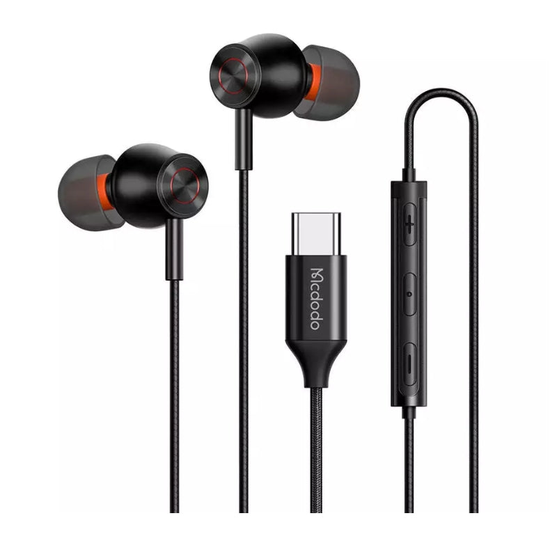 Mcdodo HP-3490 USB-C Wired Earphones with Microphone, Black original view 1