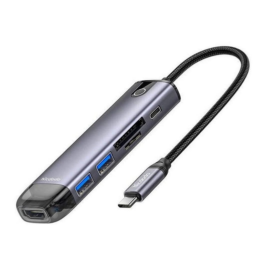 Mcdodo HU-7740 6-in-1 USB-C Hub with HDMI and Up to 100 W PD, Gray, original view 1