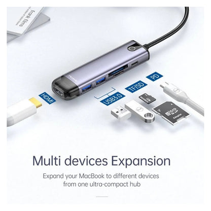 Mcdodo HU-7740 6-in-1 USB-C Hub with HDMI and Up to 100 W PD, Gray, original view 3