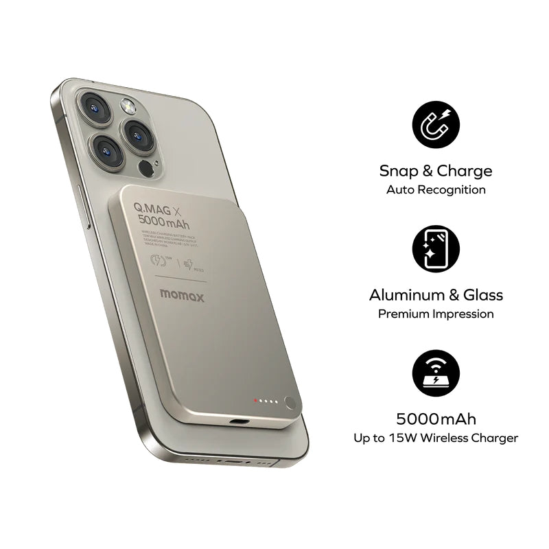 Momax Q.Mag X Gen 2 5000mAh Magnetic Power Bank - Titanium