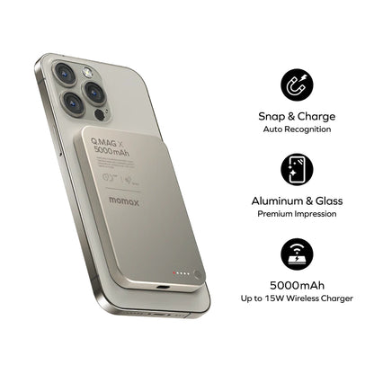 Momax Q.Mag X Gen 2 5000mAh Magnetic Power Bank - Titanium