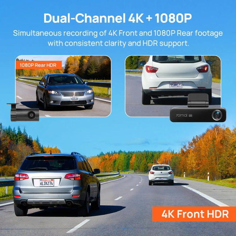 70mai M800-2 4K Front and Rear Dash Cam Set, 128 GB - Default Title