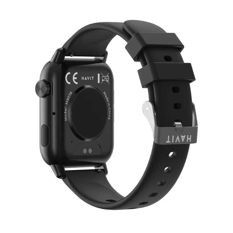 Havit M9078 1.85-inch Smart Watch with LED Flashlight, Black - Black