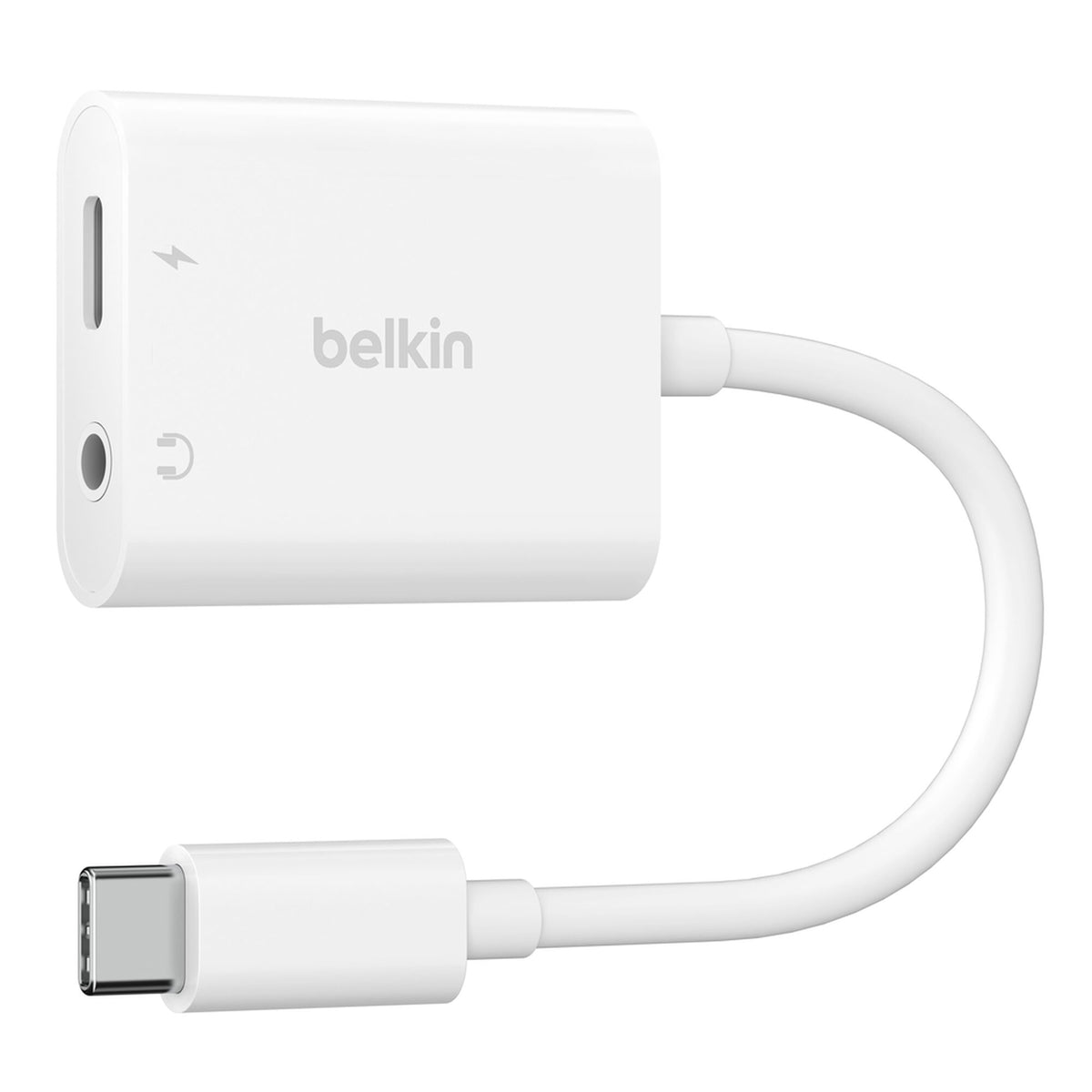 محول Belkin للصوت 3.5 ملم والشحن USB-C بقوة 60 واط - أبيض - NPA004btWH