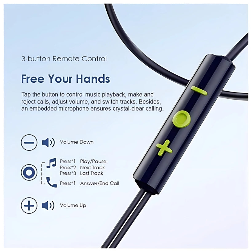 Oraimo Halo Airy OEP-650 USB-C Wired Earphones with DAC Blue original view 3