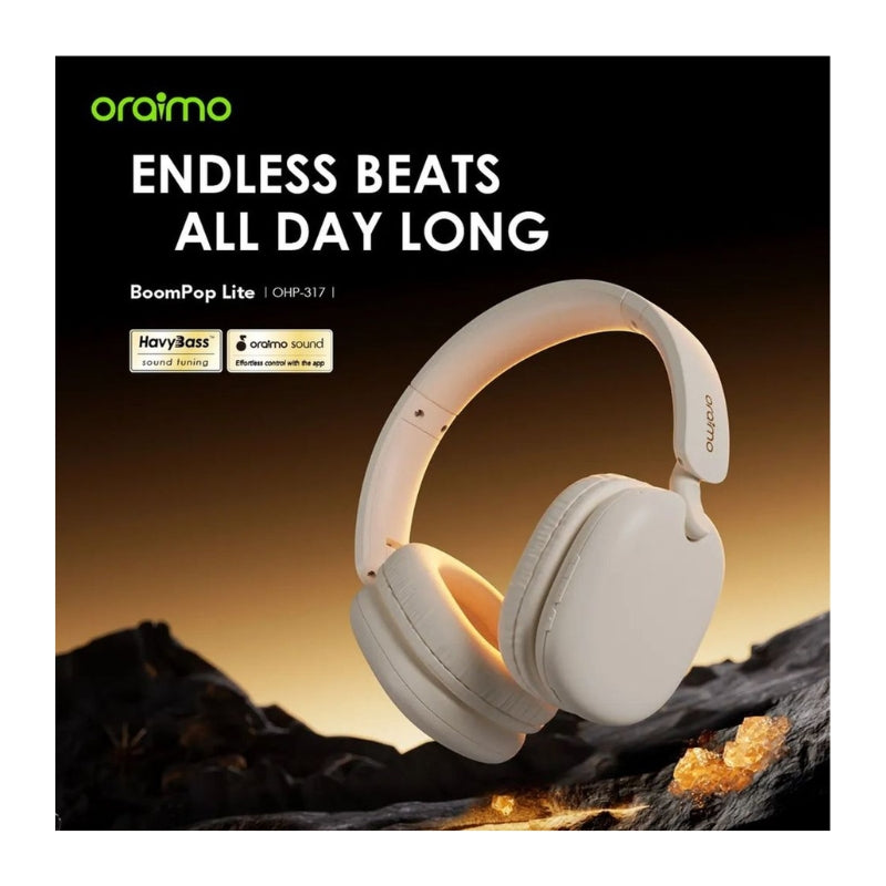 Oraimo BoomPop Lite OHP-317 Over-Ear Wireless Headphones, Light Gold, original view 3