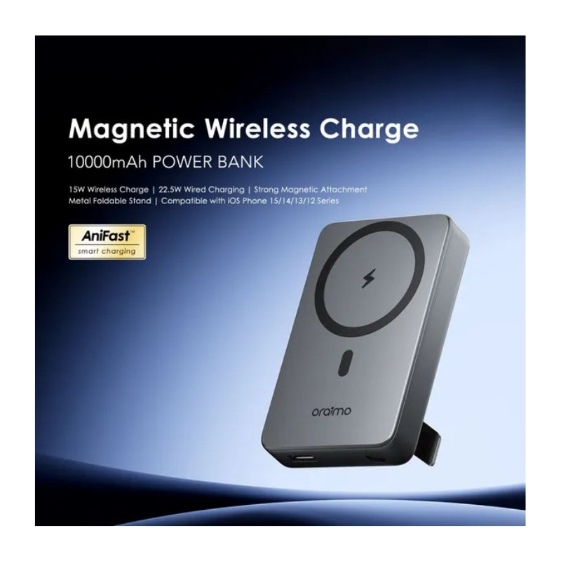 Oraimo MagPower 15 OPB-7102W 10000 mAh Wireless Power Bank, Black - Black