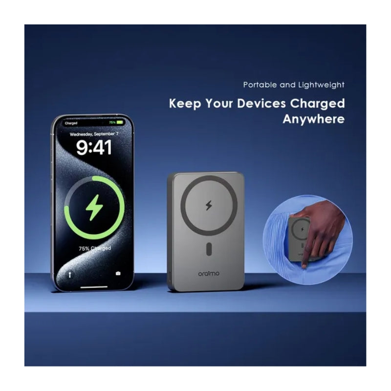 Oraimo MagPower 15 OPB-7102W 10000 mAh Wireless Power Bank, Black - Black